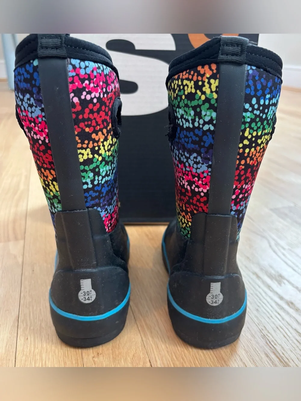 Bogs Kids Classic II Rainbow Dots Rain/Winter Boots, Sz 11